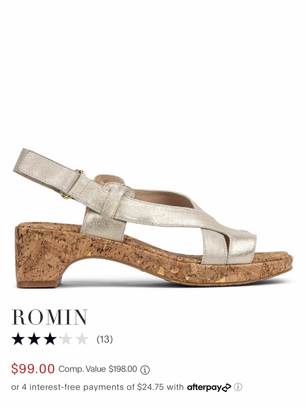 Donald J. Pliner Platino colored Cork Wedge Sandal